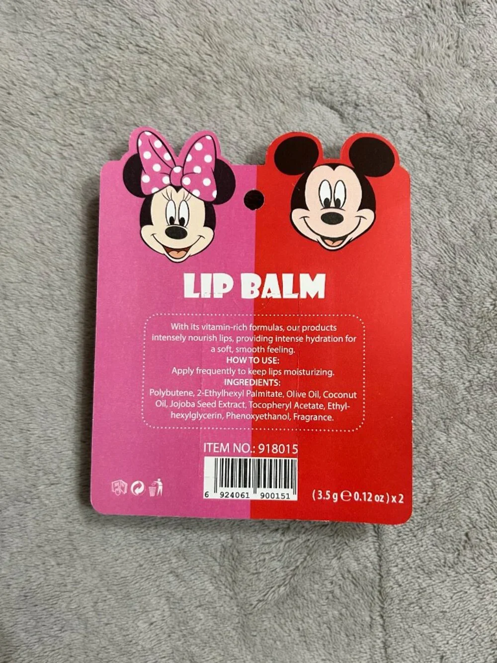 Disney Mickey & Minnie Mouse Lip Balm Set - Strawberry & Cherry 2-Pack